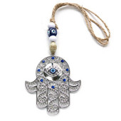 Blue Evil Eye Agățat de perete Hamsa Decor de perete Greacă evreiască Decor acasă turcă Ebraică Khamash Fatima Hand Nazar Boncuk Cadou