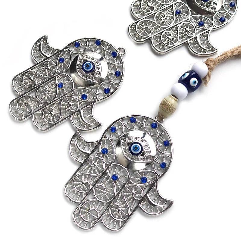 Μπλε Κακό Μάτι Τοίχου Κρεμαστό Χάμσα Διακόσμηση Τοίχου Ελληνική Εβραϊκή Διακόσμηση Σπιτιού Τουρκικό Εβραϊκό Khamash Fatima Χέρι Nazar Boncuk Δώρο