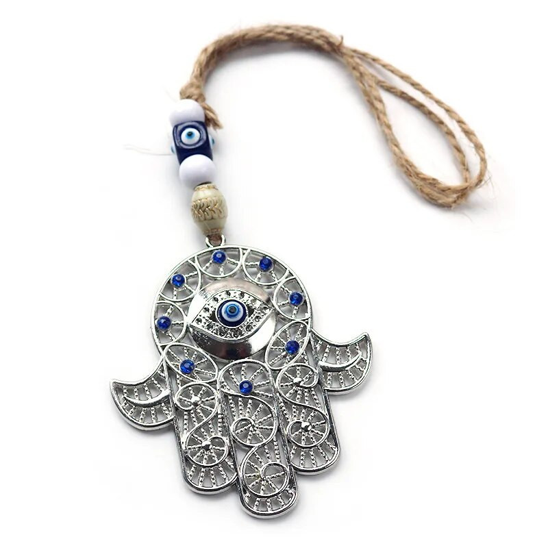 Μπλε Κακό Μάτι Τοίχου Κρεμαστό Χάμσα Διακόσμηση Τοίχου Ελληνική Εβραϊκή Διακόσμηση Σπιτιού Τουρκικό Εβραϊκό Khamash Fatima Χέρι Nazar Boncuk Δώρο