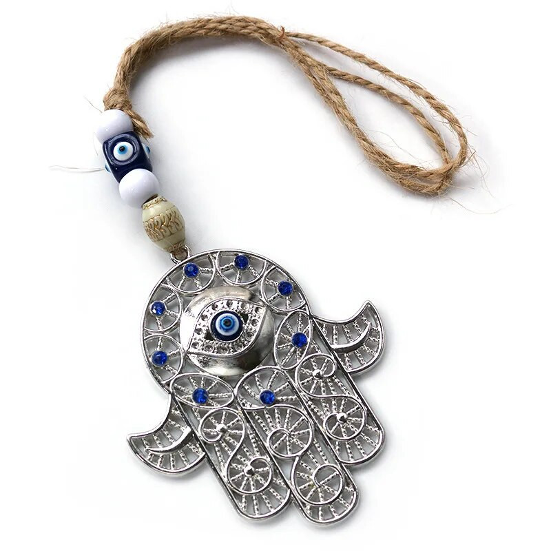 Μπλε Κακό Μάτι Τοίχου Κρεμαστό Χάμσα Διακόσμηση Τοίχου Ελληνική Εβραϊκή Διακόσμηση Σπιτιού Τουρκικό Εβραϊκό Khamash Fatima Χέρι Nazar Boncuk Δώρο