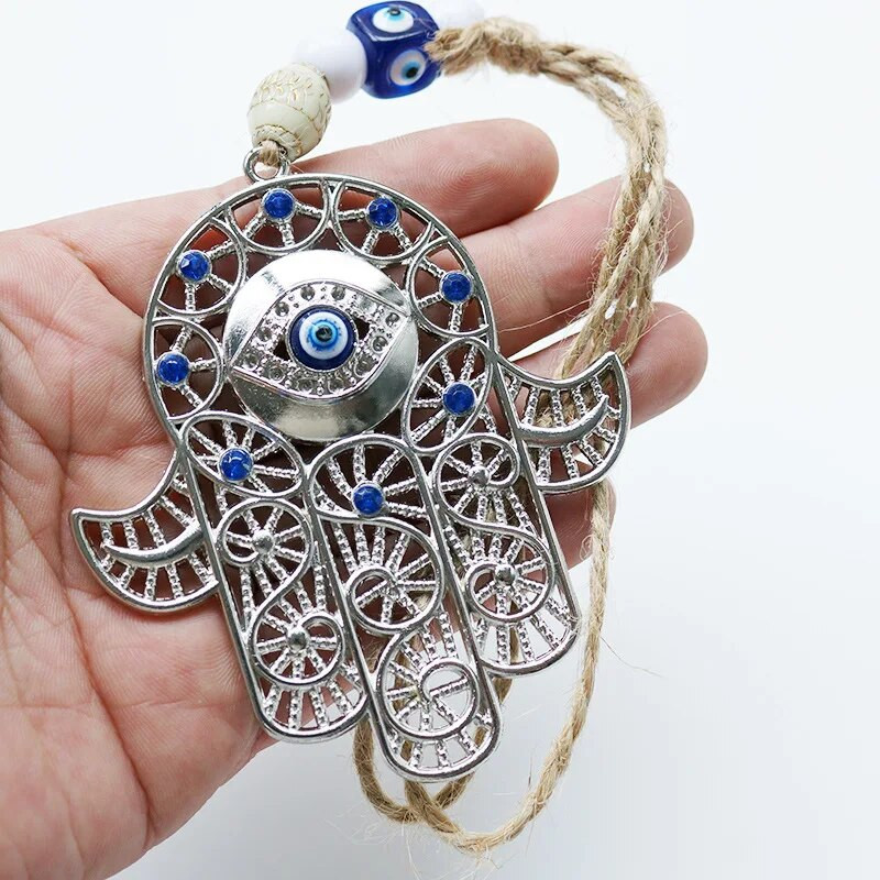 Μπλε Κακό Μάτι Τοίχου Κρεμαστό Χάμσα Διακόσμηση Τοίχου Ελληνική Εβραϊκή Διακόσμηση Σπιτιού Τουρκικό Εβραϊκό Khamash Fatima Χέρι Nazar Boncuk Δώρο