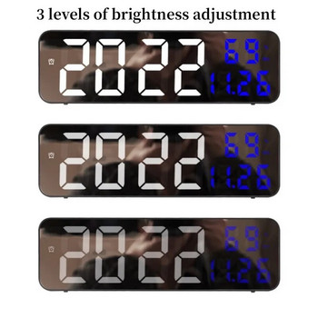 Μεγάλο ψηφιακό ρολόι τοίχου 9 ιντσών Εμφάνιση θερμοκρασίας και υγρασίας Νυχτερινή λειτουργία Επιτραπέζιο Ξυπνητήρι 12/24 ωρών Ηλεκτρονικό ρολόι LED