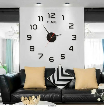 2023 Модерен дизайн Голям стенен часовник 3D Направи си сам Кварцови часовници Модни часовници Акрилни стикери за огледала Всекидневна Домашен декор Horloge