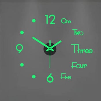 Τρισδιάστατο φωτεινό ρολόι τοίχου χωρίς πλαίσιο Ακρυλικό DIY Ψηφιακό ρολόι Αυτοκόλλητα τοίχου Αθόρυβο ρολόι για διακόσμηση τοίχου γραφείου υπνοδωματίου σαλονιού