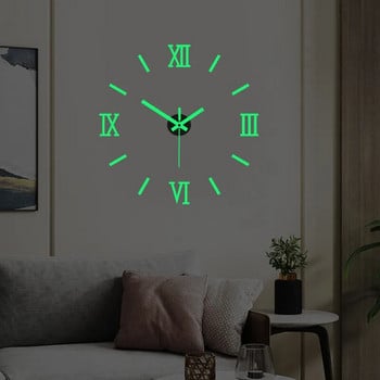 Τρισδιάστατο φωτεινό ρολόι τοίχου χωρίς πλαίσιο Ακρυλικό DIY Ψηφιακό ρολόι Αυτοκόλλητα τοίχου Αθόρυβο ρολόι για διακόσμηση τοίχου γραφείου υπνοδωματίου σαλονιού