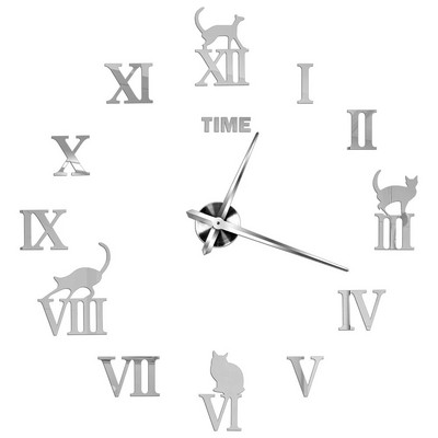 Ceasuri de perete cu numere romane 3D DIY Ceas de perete cu oglindă Autocolant acrilic Ceasuri de cuarț de modă Ceas de decorare a casei reloj de pared