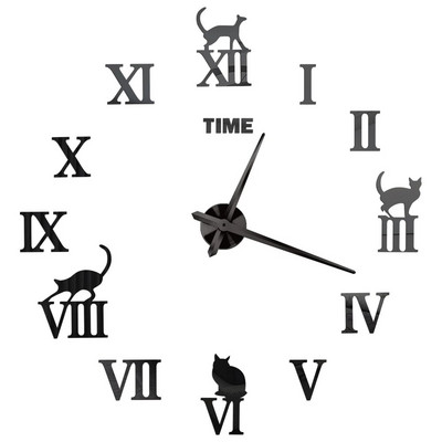 Ceasuri de perete cu numere romane 3D DIY Ceas de perete cu oglindă Autocolant acrilic Ceasuri de cuarț de modă Ceas de decorare a casei reloj de pared