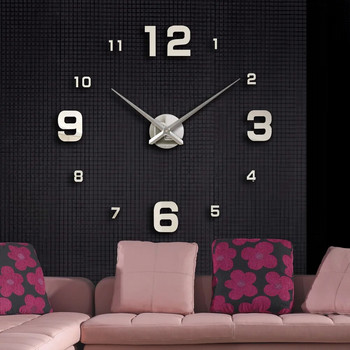 2023 Μοντέρνα ρολόγια τοίχου 3D DIY ακρυλικό αυτοκόλλητο καθρέφτη για διακόσμηση σπιτιού Σαλόνι Μεγάλο ψηφιακό ρολόι ρολόι κρεμαστό με βελόνα χαλαζία