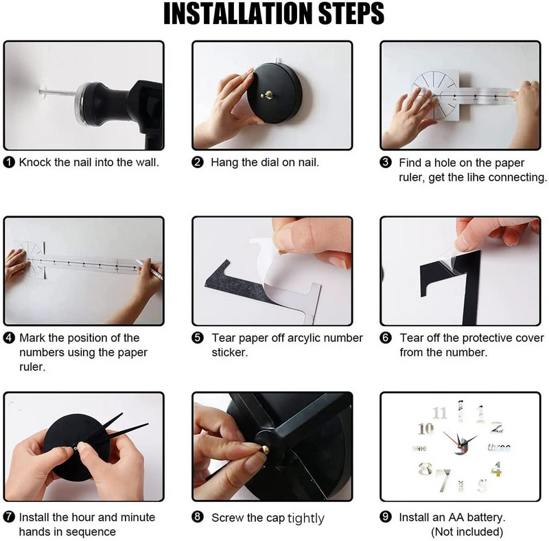 2023 m. modernūs sieniniai laikrodžiai, 3D „pasidaryk pats“ akrilo veidrodinis lipdukas, skirtas namų dekoravimui Svetainė Didelis skaitmeninis laikrodis, kvarco adata pakabinamas laikrodis