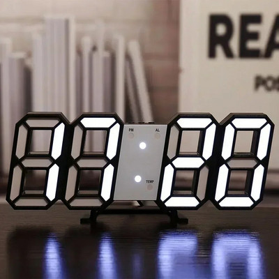 Ceas digital cu LED-uri 3D pentru decorarea peretelui dormitorului Modul nocturn strălucitor Ceas electronic reglabil Ceasuri Decor pentru casă Grădină
