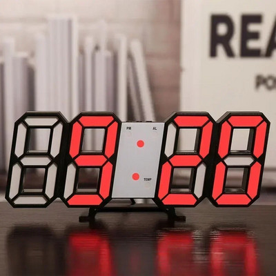 Ceas digital cu LED-uri 3D pentru decorarea peretelui dormitorului Modul nocturn strălucitor Ceas electronic reglabil Ceasuri Decor pentru casă Grădină