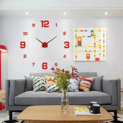 Ceas digital cu design modern și simplu DIY Ceas de perete silențios Decorare de perete pentru cameră Decorare interioară Ceas autocolant de perete fără lovituri