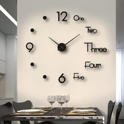 Ceas digital cu design modern și simplu DIY Ceas de perete silențios Decorare de perete pentru cameră Decorare interioară Ceas autocolant de perete fără lovituri