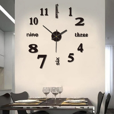 Ceas digital cu design modern și simplu DIY Ceas de perete silențios Decorare de perete pentru cameră Decorare interioară Ceas autocolant de perete fără lovituri