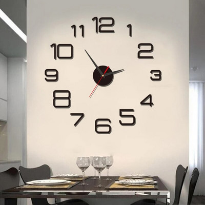 Ceas digital cu design modern și simplu DIY Ceas de perete silențios Decorare de perete pentru cameră Decorare interioară Ceas autocolant de perete fără lovituri