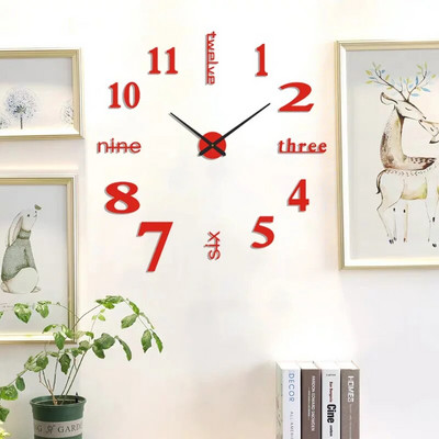 Ceas digital cu design modern și simplu DIY Ceas de perete silențios Decorare de perete pentru cameră Decorare interioară Ceas autocolant de perete fără lovituri