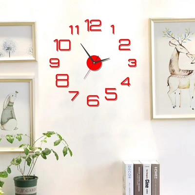 Ceas digital cu design modern și simplu DIY Ceas de perete silențios Decorare de perete pentru cameră Decorare interioară Ceas autocolant de perete fără lovituri