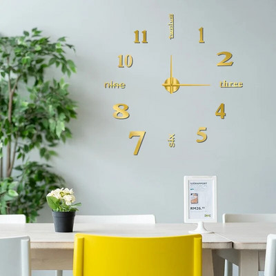 Ceas digital cu design modern și simplu DIY Ceas de perete silențios Decorare de perete pentru cameră Decorare interioară Ceas autocolant de perete fără lovituri