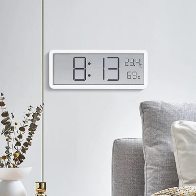 LCD ekrāns Digitālais sienas pulkstenis Laiks Temperatūras Mitruma Displejs Elektroniskais Pulkstenis Piekārts Galddatora Digitālais pulkstenis Darbināms ar baterijām