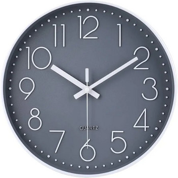 12 /10/8 инча стенен часовник без тиктакане, безшумен, работещ на батерия с ABS рамка HD стъклен капак за всекидневна и спалня