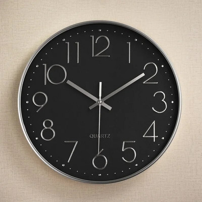 12/10/8 colių netiksėjimo sieninis laikrodis, tylus akumuliatorius, veikiantis su ABS rėmo HD stiklo dangteliu, skirtas svetainės miegamojo dekoravimui