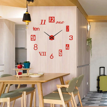 2023 Νέο αυτοκόλλητο ρολόι τοίχου με ακρυλικό καθρέφτη 3D ρωμαϊκών αριθμών Μόδα Ρολόγια χαλαζία DIY Ρολόι Διακόσμηση σπιτιού Αυτοκόλλητα σαλονιού