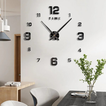 Τρισδιάστατο ρολόι τοίχου Φωτεινό ρολόγια τοίχου χωρίς πλαίσιο DIY Ψηφιακό ρολόι Αυτοκόλλητα τοίχου Αθόρυβο ρολόι για το σπίτι του σαλονιού Διακόσμηση τοίχου γραφείου