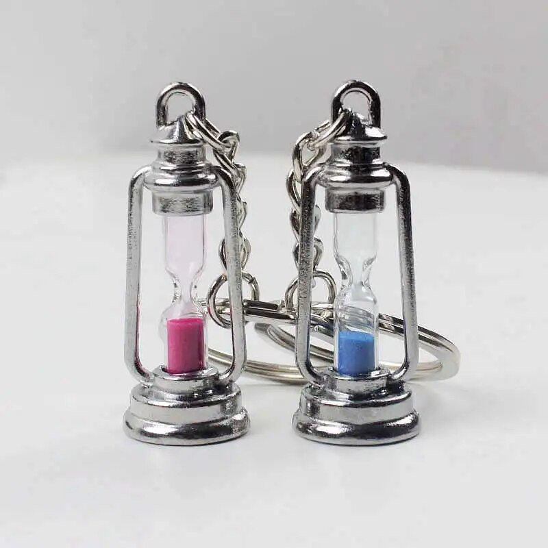 Žibalinė lempa Smėlio laikrodis Raktų pakabukas Vintažinio stiliaus Metalinis Laikmatis Laikrodis Kuprinė Žibintas Smėlio stiklas Raktų Pakabukas Pora Raktų Pakabukas Naujiena