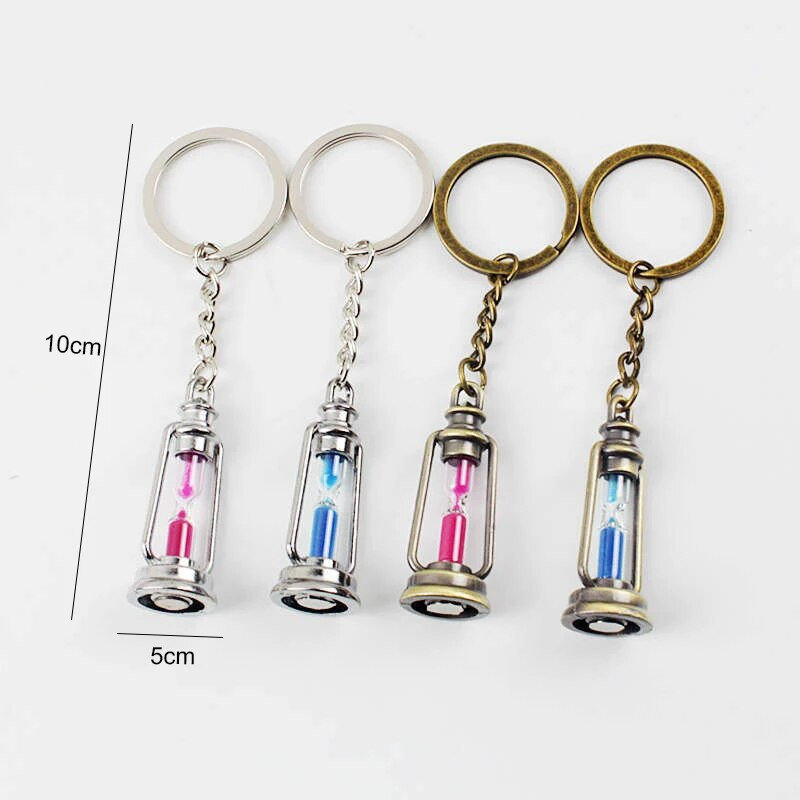 Žibalinė lempa Smėlio laikrodis Raktų pakabukas Vintažinio stiliaus Metalinis Laikmatis Laikrodis Kuprinė Žibintas Smėlio stiklas Raktų Pakabukas Pora Raktų Pakabukas Naujiena