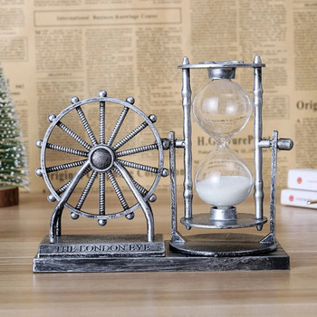 Винтидж креативно въртящо се виенско колело Орнамент от пясъчен часовник Кристална топка Занаяти Подарък за дома Спалня Офис Десктоп Декор