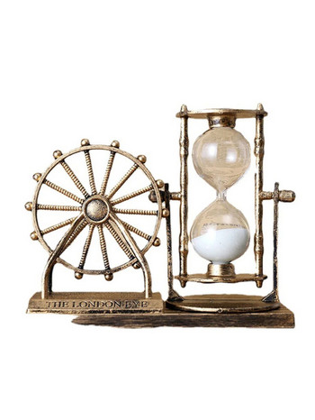Винтидж креативно въртящо се виенско колело Орнамент от пясъчен часовник Кристална топка Занаяти Подарък за дома Спалня Офис Десктоп Декор