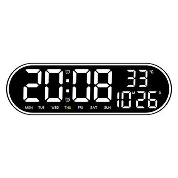 LED дигитален стенен часовник Дистанционно управление Електронен заглушен часовник с дисплей за дата и температура Седмица 15-инчов часовник с функция за време
