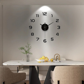 Μεγάλο ρολόι τοίχου Quartz 3D DIY Μεγάλο Ρολόι Διακοσμητικά Ρολόγια Κουζίνας Ακρυλικό Αυτοκόλλητο Καθρέφτη Ρολόγια Τοίχου Υπερμεγέθη Γράμμα σπιτιού Διακόσμηση