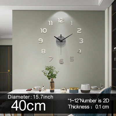 Ceas mare de perete cuarț 3D bricolaj ceas mare ceasuri decorative de bucătărie autocolant cu oglindă acril ceasuri de perete supradimensionate decorare cu scrisori pentru acasă