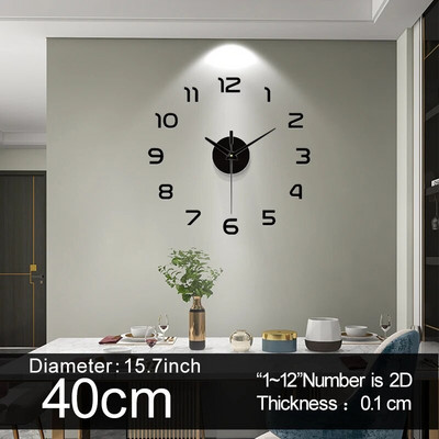 Ceas mare de perete cuarț 3D bricolaj ceas mare ceasuri decorative de bucătărie autocolant cu oglindă acril ceasuri de perete supradimensionate decorare cu scrisori pentru acasă
