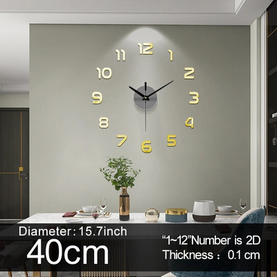 Ceas mare de perete cuarț 3D bricolaj ceas mare ceasuri decorative de bucătărie autocolant cu oglindă acril ceasuri de perete supradimensionate decorare cu scrisori pentru acasă