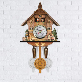 Ретро стил Креативен часовник с кукувица Дървена къща Стенен будилник Птица Всекидневна Спалня Домашен декор Декорация на трапезария