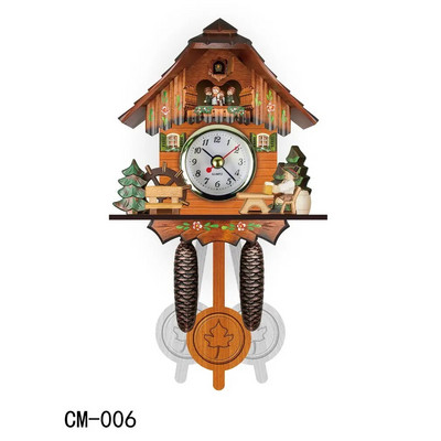 Ceas cu cuc creativ în stil retro Ceas deşteptător de perete, casă din lemn, pasăre, sufragerie, dormitor, decorare pentru sufragerie