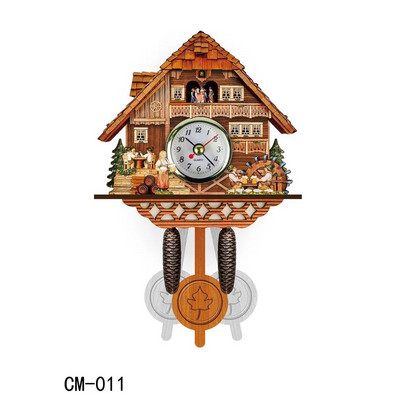Ceas cu cuc creativ în stil retro Ceas deşteptător de perete, casă din lemn, pasăre, sufragerie, dormitor, decorare pentru sufragerie