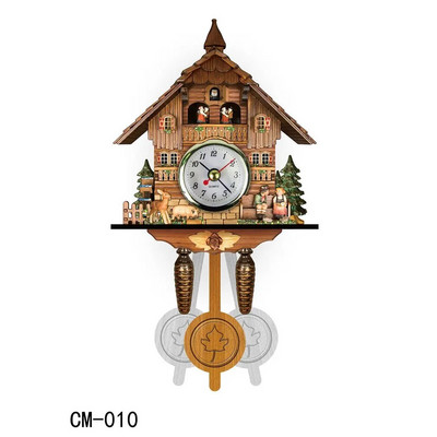Ceas cu cuc creativ în stil retro Ceas deşteptător de perete, casă din lemn, pasăre, sufragerie, dormitor, decorare pentru sufragerie