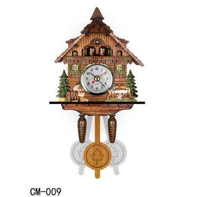 Ceas cu cuc creativ în stil retro Ceas deşteptător de perete, casă din lemn, pasăre, sufragerie, dormitor, decorare pentru sufragerie