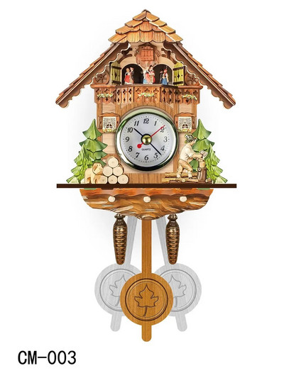 Ceas cu cuc creativ în stil retro Ceas deşteptător de perete, casă din lemn, pasăre, sufragerie, dormitor, decorare pentru sufragerie