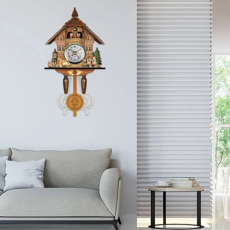 Retro stil Kreativni sat s kukavicom Drvena kuća Zidna budilica Ptica Dnevni boravak Spavaća soba Kućni dekor Blagovaonica Dekoracija