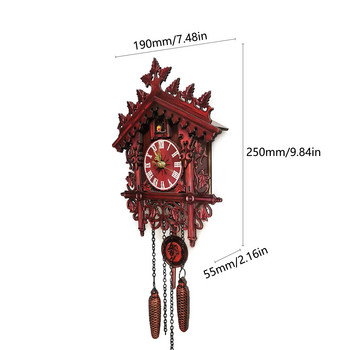 Винтидж всекидневна Декор на стенен часовник с кукувица и птица с дървено махало Спалня Европейска кукувица Стенен часовник с кукувица