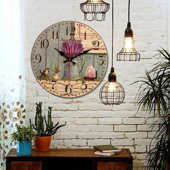 Creative European Silent Ρολόι Τοίχου 40cm 3D Retro Rustic DIY Διακοσμητικό Πολυτελές Ρολόι τοίχου για Διακόσμηση Cafe Bar στο σπίτι