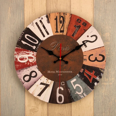 Loominguline Euroopa vaikne seinakell 40 cm 3D Retro Rustic DIY dekoratiivne luksuslik seinakell kodubaari kohviku kaunistamiseks