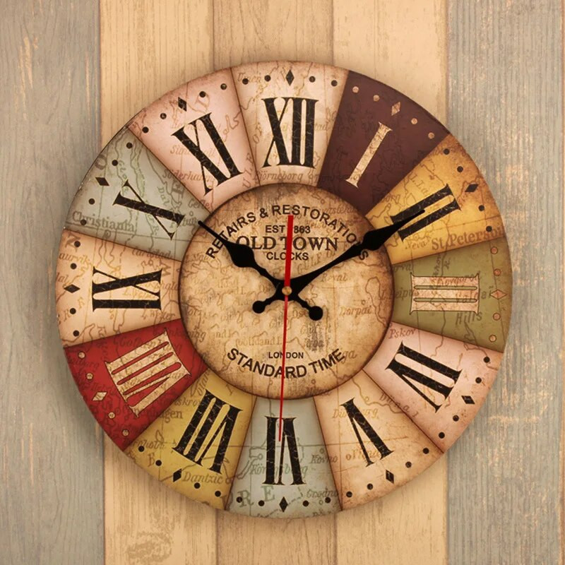 Loominguline Euroopa vaikne seinakell 40 cm 3D Retro Rustic DIY dekoratiivne luksuslik seinakell kodubaari kohviku kaunistamiseks