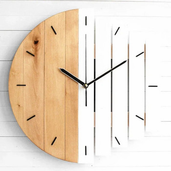 Стенен часовник в абстрактен индустриален стил Дървени аналогови часовници Орнамент Занаяти за дома Спалня Офис Декорация на всекидневна