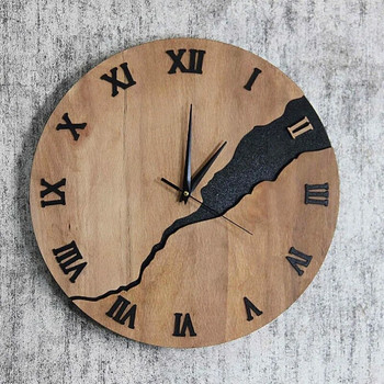 Creative Crack Απλό ξύλινο αθόρυβο ρολόι τοίχου Μοντέρνα διακόσμηση σπιτιού Μοντέρνο ρολόι τοίχου Τοίχος φόντου