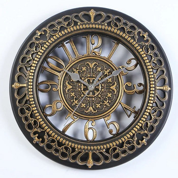 Ευρωπαϊκό δημιουργικό στρογγυλό ρολόι 12 ιντσών Ρετρό Ρολόι τοίχου Μοντέρνο σχέδιο Ρολόι Κουζίνα Υπνοδωμάτιο Γραφείο Αθόρυβο Διακοσμητικό Ρολόι Χαλαζία